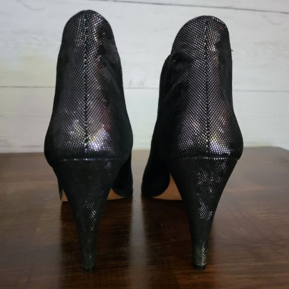 Paolo Linea Booties Heel Pointed Toe Black Suede Print Womens size 11 - Picture 3 of 7